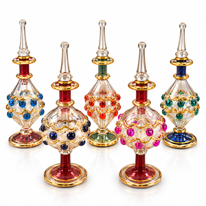 Botellas de Perfume de Vidrio de Lujo Hechas a Mano en Egipto – Botellas de Fragancia Decoradas con Joyas Doradas - Product Image 1