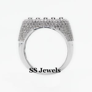 Men's Custom Baguette Moissanite Diamond Iced Champion <b>Ring</b> 925 <b>Silver</b> 10K White Gold Plated Rapper Bustdown <b>Pinky</b> <b>Ring</b> - Product Image 3