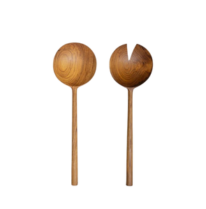 Ensemble de serveurs à salade en bois de design moderne, cuillère et fourchette de service, décoration de table, écologique, en bois d'acacia - Product Image 6