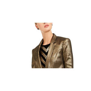 Blazer da donna INC International Concepts color oro metallizzato, monopetto, in maglia, a tinta unita, taglia M - Product Image 2