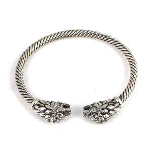 925 <b>Sterling</b> <b>Silver</b> Lion Figurine <b>Cuff</b> <b>Bracelet</b> for Men with Twisted Design 70-Year Warranty Fast Shipping - Product Image 1