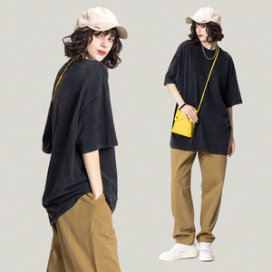 เสื้อยืดคอตตอนย้อมสีแบบวินเทจทรงโอเวอร์ไซส์ น้ำหนัก 270GSM สำหรับฤดูร้อน ขายส่ง รับสกรีนโลโก้ เสื้อยืดผู้ชายไซส์ใหญ่ - Product Image 3