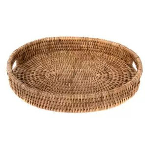Vintage Natural Rattan Wicker Serving Tray Basket Elegant Floral Eco-Friendly Decorative Kitchen Living Room Handles <b>Catering</b> - Product Image 6