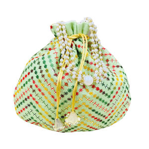 Indian Handcrafted Fabric Potli Batua <b>Clutch</b> <b>Embroidered</b> Wedding Favors and Return Gifts for Special Celebrations! - Product Image 1