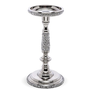 Crystal Beaded Metal <b>Taper</b> <b>Candle</b> Holder Silver Plated Luxury <b>Candle</b> <b>Taper</b> for Home & Christmas Event Decorations - Product Image 4