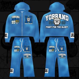 2025 nuevo estilo, producto transpirable, algodón puro, superventas, dos piezas, estampado de letras con capucha, estampado de soplo para hombres, traje gráfico personalizado - Product Image 1