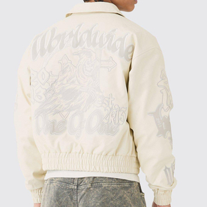 Blouson de baseball personnalisé uni 100% laine chenille broderie grande taille bombardier pour hommes veste universitaire - Product Image 2