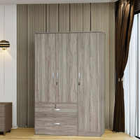 FURNIZONE Armoire de chambre contemporaine moderne en bois à 3 portes et 2 tiroirs avec design à panneaux pour hôtels, villas, vente en gros