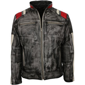 Chaqueta clásica de piel de vaca para hombre, venta al por mayor, chaqueta de motorista vintage hecha a medida para montar en moto, café, corredor - Product Image 4