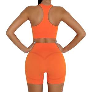 Bas quantité minimale de commande sans couture rembourré Gym course Fitness formation porter ensembles femmes deux pièces sport taille haute soutien-gorge Shorts ensembles - Product Image 2