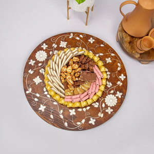 Bandeja con incrustación de madera para decoración de pantalla de Ramadán, bandeja decorativa de servicio estándar de alta calidad, con grabado de mopa, basado en diseño gulf - Product Image 2