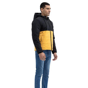 Chaqueta de bombardero con cremallera de Material de paracaídas acolchado de Color amarillo para hombre de diseño de calidad exclusiva con capucha adjunta a la venta - Product Image 3