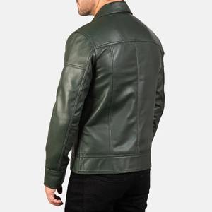 Veste en cuir décontractée pour homme 2026, col montant simple, couleur unie, style urbain populaire, en toile, pour l'automne - Product Image 3