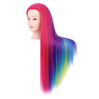 Tête de mannequin de cosmétologie avec cheveux synthétiques pour la formation en tressage, coiffage et coupe, idéale pour les salons et les écoles