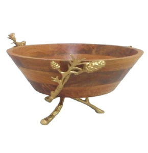 Wood <b>Bowl</b> With Metal Handle Wooden <b>Salad</b> Serving <b>Bowl</b> and <b>Large</b> Size and Round Shape and Hot Sale Product - Product Image 6