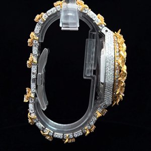 Reloj de Lujo con Diseño de Espinas, Diamantes Incrustados, Dorado y Plateado, Estilo Hip Hop, Bisel con Púas, Estilo Real, Automático, con Correa de Brazalete - Product Image 4