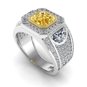 Bague de mariage Cadillac en argent 925 avec diamant rayonnant de couleur jaune élégante pour femmes bague de fiançailles de luxe au meilleur prix - Product Image 1
