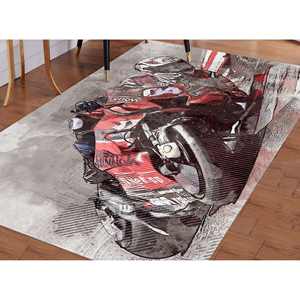 Tapis imprimé moto, tapis rouge, tapis pour chambre de garçon, tapis de voiture, tapis en velours de luxe - Product Image 2