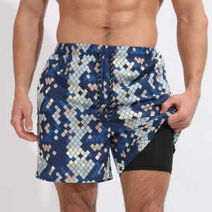 Pantalones cortos de verano de doble capa para hombre, pantalones de playa y natación impermeables, ropa deportiva informal con patrón sólido, talla Doble - Product Image 1