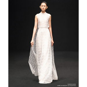 Vestido de mujer elegante de calidad superior ZUKA EFECTO DE ENCAJE Bufanda VESTIDO LARGO Sin mangas Etiquetas personalizadas Ropa de moda para mujer - Product Image 3