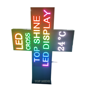 Enseigne LED Croix à Double Face Irrégulière P10 1280*1280mm pour Pharmacie/Hôpital/Salon de Beauté/Magasin d'Animaux, Système Asynchrone - Product Image 2