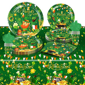 JUXINDA Assiettes en <span class=keywords><strong>papier</strong></span>, gobelets en <span class=keywords><strong>papier</strong></span>, serviettes en <span class=keywords><strong>papier</strong></span>, nappes, couverts, ensembles <span class=keywords><strong>de</strong></span> vaisselle sur le thème <span class=keywords><strong>de</strong></span> la Saint-Patrick - Product Image 1
