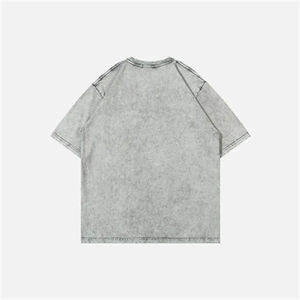 Venta al por mayor 100% algodón lavado ácido camiseta de gran tamaño 250Gsm peso pesado personalizado estampado patrón sólido estilo vintage hombres ropa casual - Product Image 5