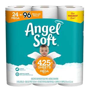 Angel Soft 2-<b>Ply</b> <b>Toilet</b> <b>Paper</b>, 24 Mega Rolls - Product Image 4
