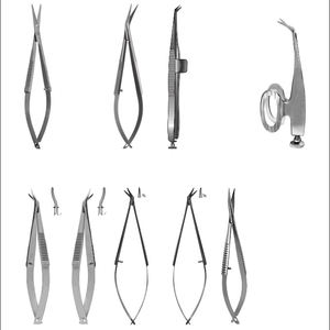 Tijeras Noyes con Mango de Resorte de 12 cm, Tijeras Wecker Angulares de 11 cm, Tijeras Micro Castroviejo Cornel de 11 cm con Mango de Resorte en Ángulo Recto - Product Image 1