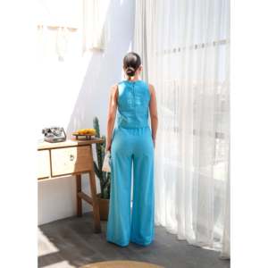 Conjunto de Dos Piezas de Blusa y Pantalones - Azul - Product Image 2