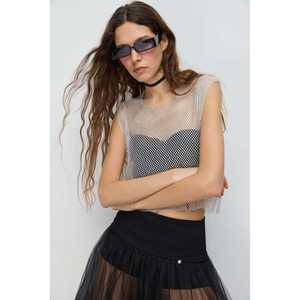 TopShiny - Top Corto de Verano Estilo Occidental Informal, Talla XL, Logotipo Bordado, Diamantes, Algodón de Punto, Personalizable, Tinte Liso - Product Image 1