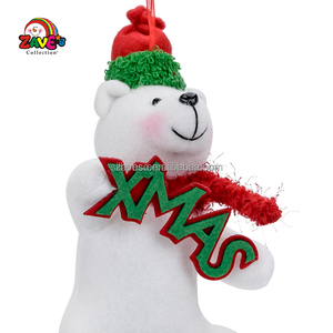 ZAVES Festive Intérieur Ornement De Noël Doux <span class=keywords><strong>Blanc</strong></span> <span class=keywords><strong>Ours</strong></span> Polaire Suspendu Pendentif Arbre Décor En Peluche Intérieur Arbre De Noël Ornement - Product Image 2
