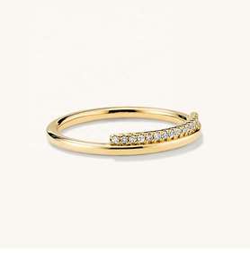 Bague en argent sterling imperméable avec zircon, plaquée or 18 carats, bagues plaquées or pour fiançailles, provenant d'un exportateur indien, bague en diamant - Product Image 1