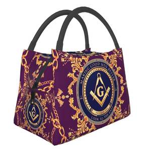 Masonic Regalia Bags Master Mason Blue Lodge Lunch Bag Purple & Gold Square y Compass G Masonic Regalia Bags - Product Image 4