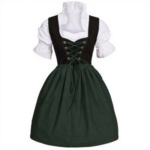 Robe Dirndl Traditionnelle Européenne pour Femme, Modèle Spécial, en MODAL Rayé, avec Bretelles et Taille Haute Fine - Product Image 1