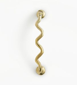 Nique sóng hình satin Brass tủ xử lý cổ điển đồ nội thất bằng đồng cổ kéo xử lý ngăn kéo tủ quần áo tủ quần áo phần cứng - Product Image 5