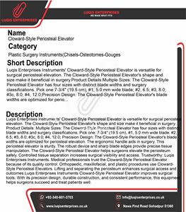 เครื่องมือผ่าตัดแบบคลาวเวิร์ด สเตนเลสเกรดทางการแพทย์ สำหรับงานทันตกรรมและศัลยกรรมหู คอ จมูก - Product Image 5