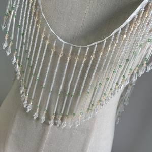 Garniture en perles de cristal, garniture en perles vertes, garniture en franges à effet ombré pour rideaux, haute couture, abat-jour - Product Image 1