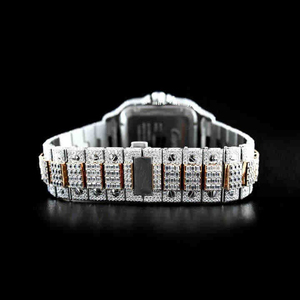 Cadran baguette acier inoxydable moissanite diamant montre VVS clarté classique nouvel âge Date jour fonctions toucher luxe votre mode - Product Image 2