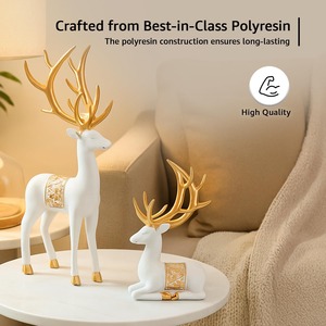 Juego de 2 renos blancos para decoración de mesa, elegantes detalles festivos para decoración navideña del hogar, sala de estar u oficina - Product Image 5