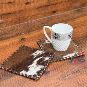 Juego de posavasos de té de cuero genuino con diseño moderno para tazas de café, almohadillas de té, favores de fiesta, juego occidental único, decoración del hogar - Product Image 1