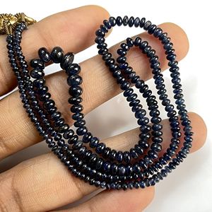 Perles en forme de rondelle lisse saphir bleu pierre précieuse naturelle de qualité fine pour bijoux perles de pierre lisse - Product Image 2