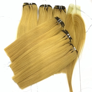 EXTENSIONS DE CHEVEUX HUMAINS VIETNAMIENS DROITES SUPER DOUBLE BUNDLES FERMETURE FRONTALE DONATEUR PREMIER JAUNE EN GROS - Product Image 1