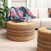 Pouf en herbe de mer compressée, tissage à la main, tabouret en herbe de mer, poufs, ottomanes, tabourets, vente en gros d'usine