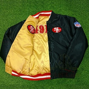 NFL <span class=keywords><strong>San</strong></span> <span class=keywords><strong>Francisco</strong></span> 49ers Vintage 80s saten geri dönüşümlü bombacı tarzı kolej ceketi