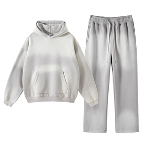 Conjunto de 2 piezas de sudaderas con capucha y pantalones de chándal unisex para hombre con estampado digital de pantalla de seda personalizado 360GSM de algodón grueso teñido en aerosol vintage - Product Image 4