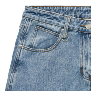 Bleu clair Hommes 100% Coton Denim Travail Jean Shorts Taille Moyenne Style Droit Tricoté Méthode de Tissage pour l'été - Product Image 4