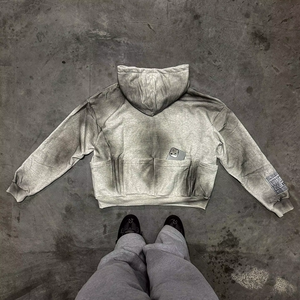 New <b>Rhinestone</b> Zipper up Hoodie Cropped Long Sleeve Spay Zip up Hoodies for Men Women Washed Hoodie <b>Jacket</b> 2025 - Product Image 6