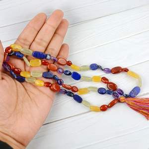Handmade Natural Agate Gemstone <b>Mala</b> <b>Bead</b> Feng Shui Style Chakra Crystal Stone Love Pattern Souvenir with Figurine Mascot Theme - Product Image 2