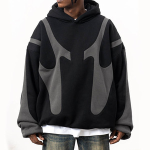 เสื้อมีฮู้ดสำหรับผู้ชายเสื้อฮู้ดขนแกะ350gsm หลากสีปะติดเสื้อแนวสตรีทเสื้อคอปกเสื้อสเวตเตอร์มีฮู้ดโอเวอร์ไซส์แบบกำหนดเอง - Product Image 1